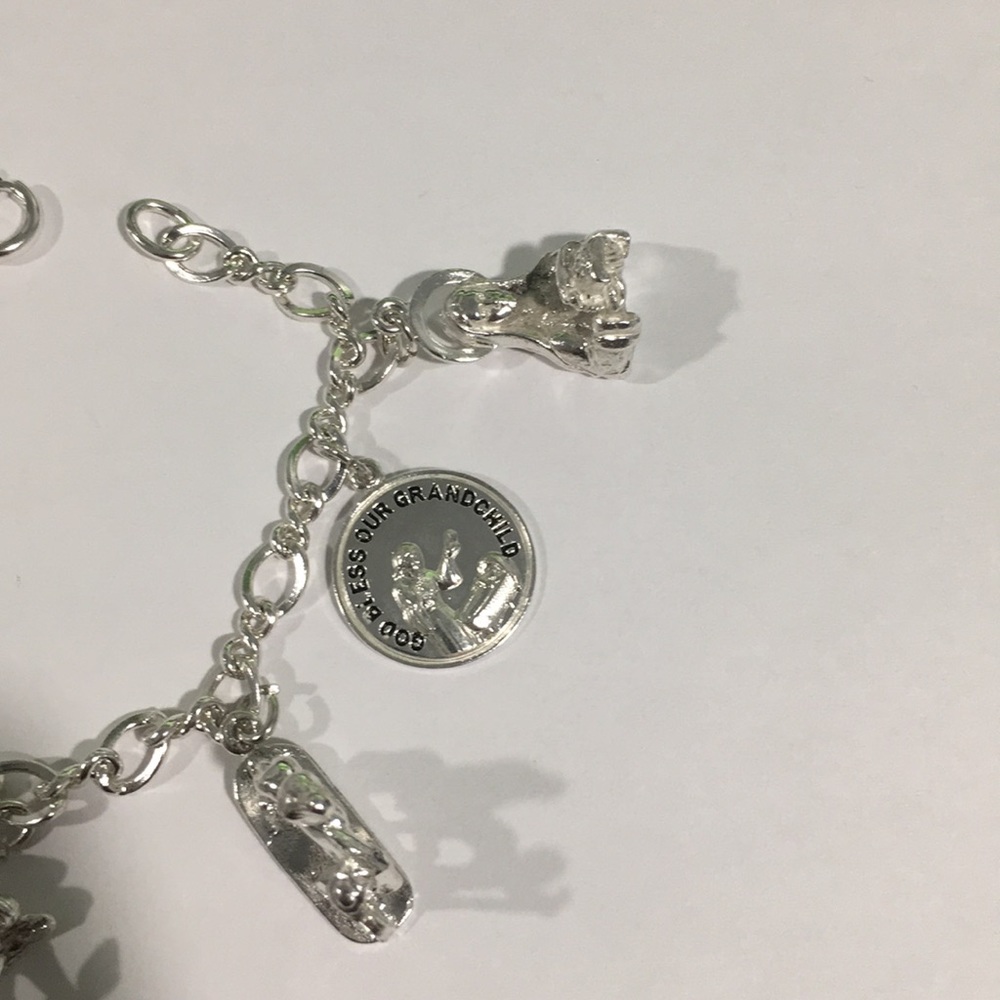 Sterling Silver Charm Bracelet W/Religious Charms - Picture 3 of 5